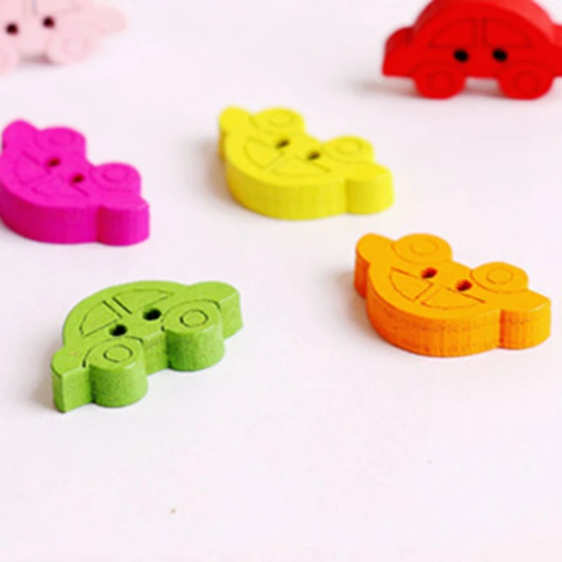 Милые вещи резьба по дереву швейная деревянная кнопка автомобиль смешанный цвет