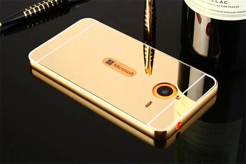 Gold Роскошные зеркальные чехлы из розового золота для Nokia 640XL 640 XL, алюминиевая металлическая рамка, чехол для Nokia microsoft Lumia 640 XL - Цвет: Gold