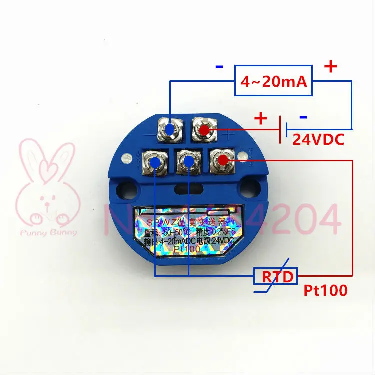 Датчик температуры Pt100 RTD модуль-50~ 50C выход 4-20mA мощность DC24V точность 0.2% FS 0~ 100C/150/200C/300C/-20~ 80C