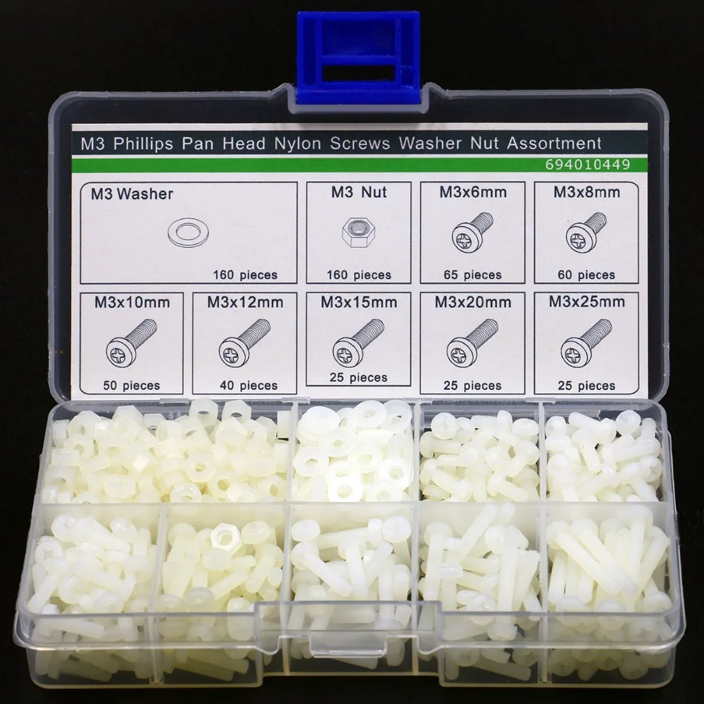 

600 шт M3 поперечный цилиндр крышка нейлоновая гайка комплект шайб в ассортименте Бесплатная доставка
