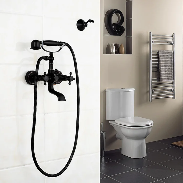 Бесплатная доставка в стиле ретро черный бронзовый цвет смеситель для душа