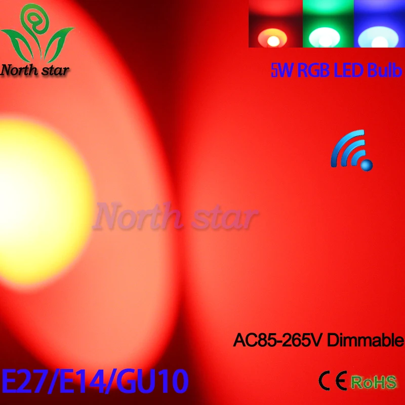 Lowest price E27 E14 GU10 LED RGB Bulb lamp AC110V 220V 5W Spotlight lighting+IR Remote Control 16 colors | Лампы и освещение