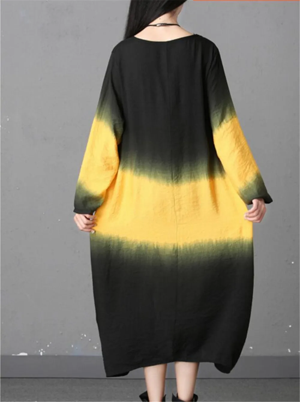 Yesno ad9 Для женщин Повседневное свободные градиент платье lagenlook 100% хлопок контраст