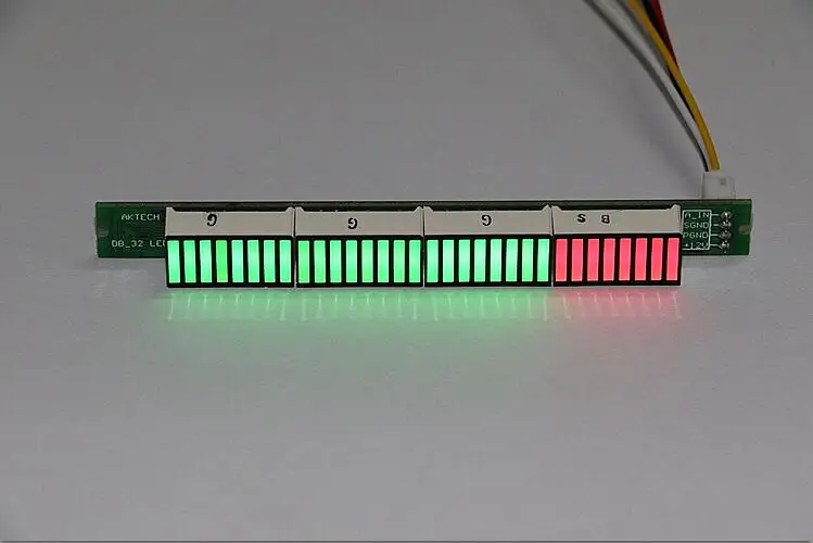 32 светодиодный Музыкальный Электрический индикатор уровня VU Meter, измеритель уровня звука для усилителя, регулируемый светильник, плата скорости, режим АРУ