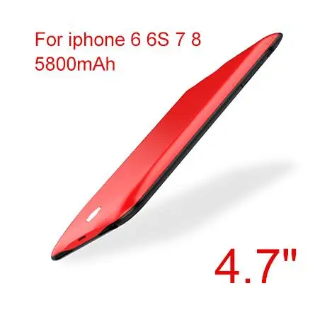Красный Чехол для зарядки аккумулятора высокой емкости 5800 мач для iphone 8, 7, 6, 6 S, Ультратонкий чехол для зарядки аккумулятора iphone 7, чехол для аккумулятора - Цвет: Красный
