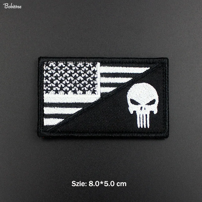 1pcs as photo Вышитый Крюк Петля американский флаг США нашивки военный тактический Каратель значок для тканевых сумок наклейки на рюкзак - Цвет: 1pcs as photo