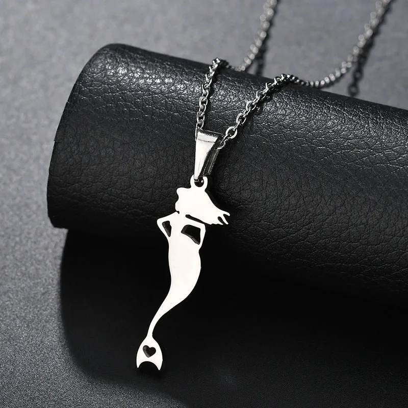 style 2 steel Очаровательный из нержавеющей стали Русалка ожерелье для женщин золотого цвета танец ожерелье принцессы подарок на день рождения - Окраска металла: style 2 steel