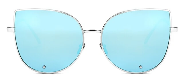 silver v light blue Кошачий глаз, женские солнцезащитные очки, розовое золото, Matel, очки для вождения, Ретро стиль, сексуальные солнцезащитные очки, Lunette Femme - Цвет линз: silver v light blue