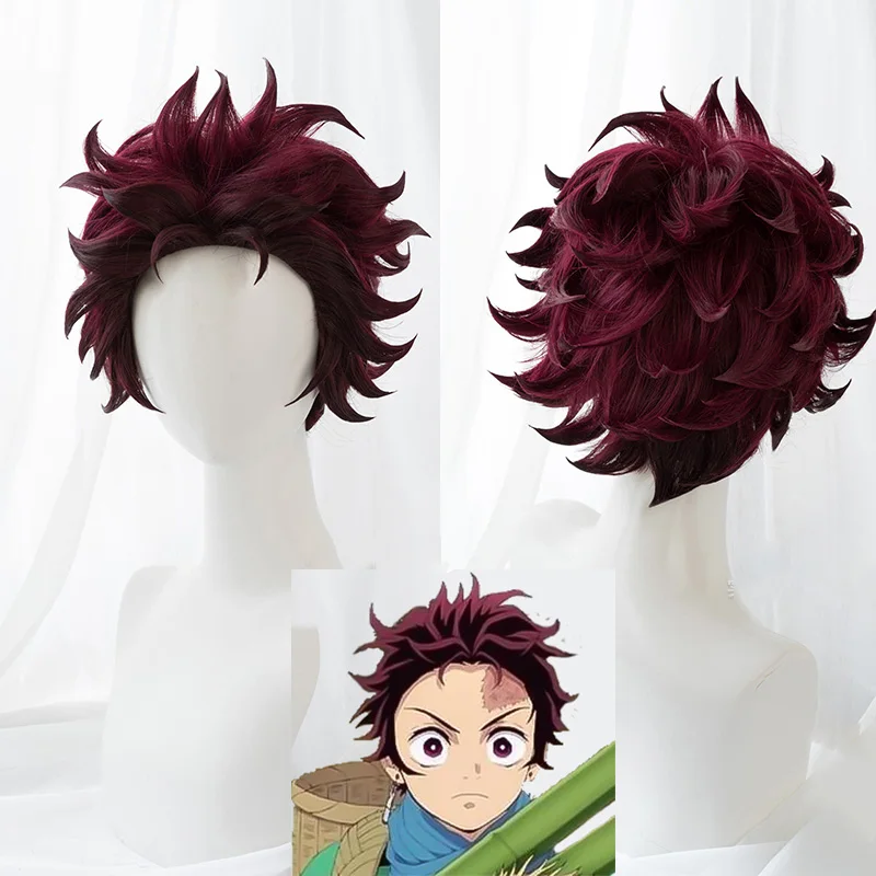 

Drop Ship Demon Slayer Kimetsu no Yaiba Tanjirou Kamado Cosplay Costume Men's Kimono Uniform Outfit Halloween Party Suit Wigs