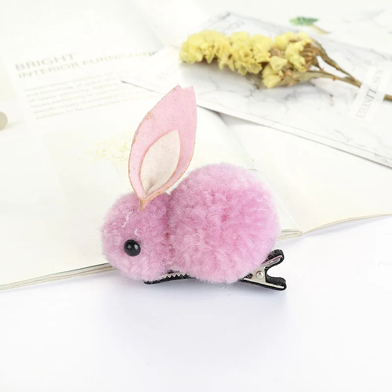 hairpin pink Новые детские милые кроличьи повязки для волос для маленьких девочек заколки для волос плюшевые кроличьи уши заколки для волос Детская повязка для волос Haarband детские украшения для волос - Цвет: hairpin pink