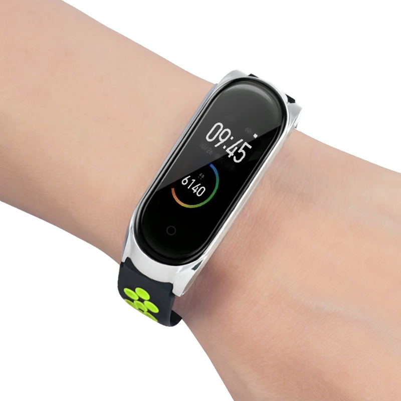 YUEDAER Двойной Цветной силиконовый ремешок для Xiaomi mi Band 4 аксессуары для браслетов TPU Wacthband для mi Band 4 металлическая рамка чехол