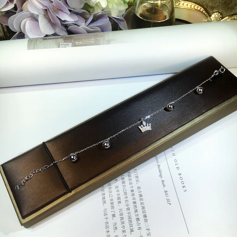 

Fashion Sweet Simple Designer Women Silver Bracelet Pure 925 Sterling Silver Crown Bracelet