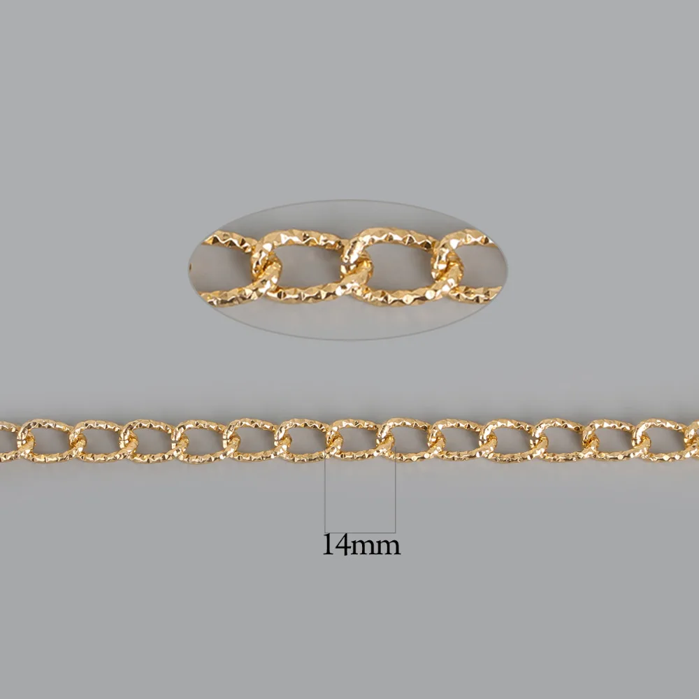 Высококачественная Посеребренная/светло Золотая алюминиевая цепочка 14 Х9 мм 3