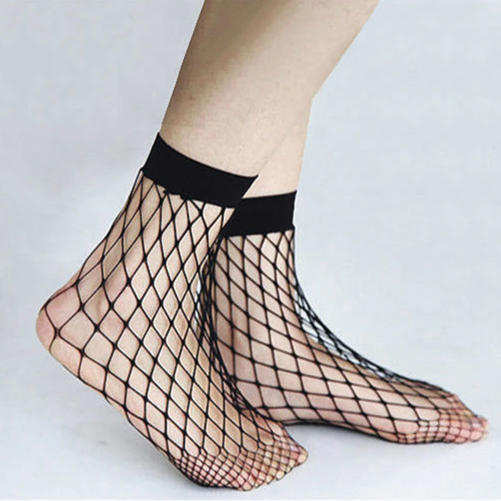 Модные летние сетчатые кружевные короткие носки в сеточку ажурные однотонные