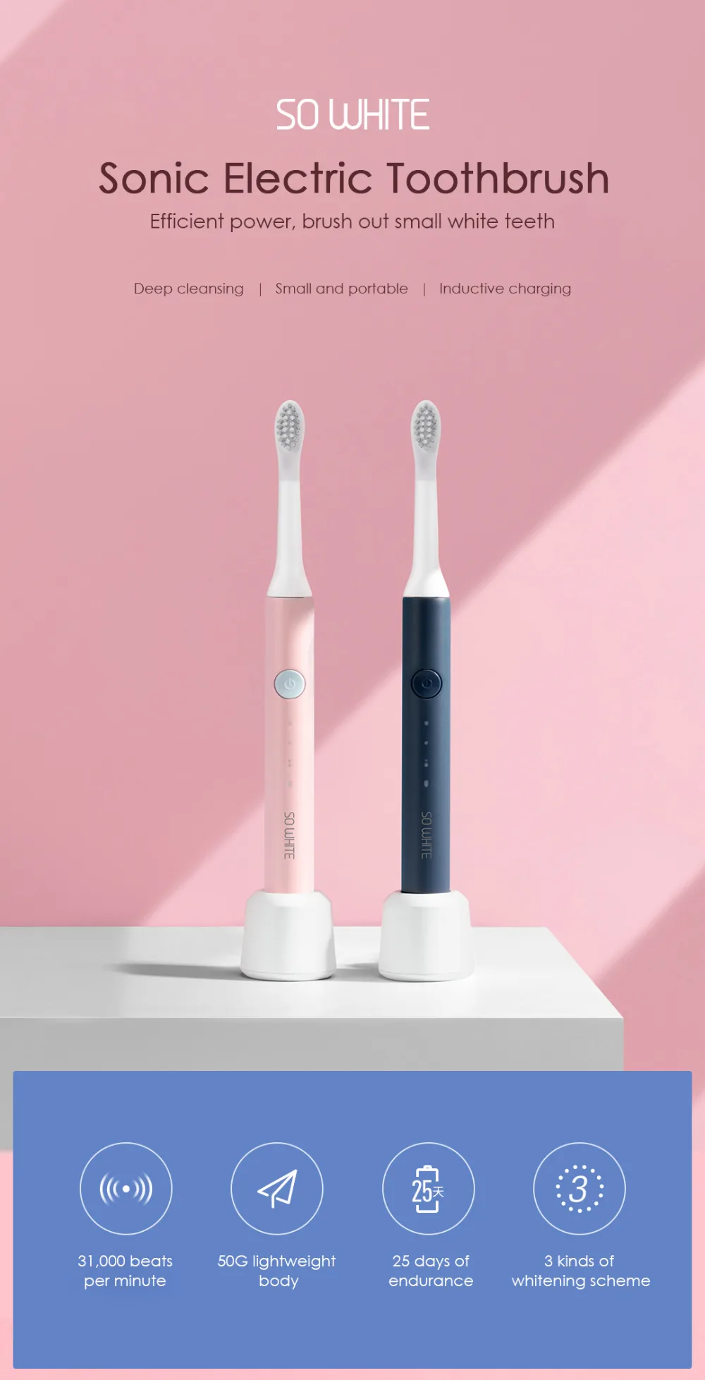 Xiaomi So White EX3 электрическая звуковая зубная щетка Индуктивная зарядка USB беспроводной Перезаряжаемый Полный Корпус Водонепроницаемый IPX7