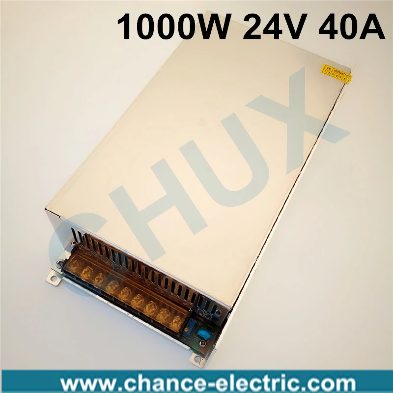 1000W 24V Регулируемый 40A одиночный выход импульсный источник питания AC к DC 110V или 220V