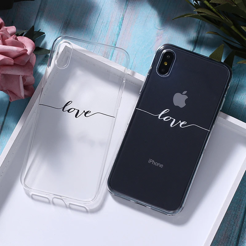 

For iPhone 14 14ProMax 14Plus 13Promax 13 12 11 Soft Clear Phone Case Cover Lover Quote Love Smile Heart Simple Letter