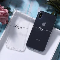 for iphone 11 12 13pro max mini 7 8plus x xs max soft clear phone case cover lover quote love smile heart simple letter