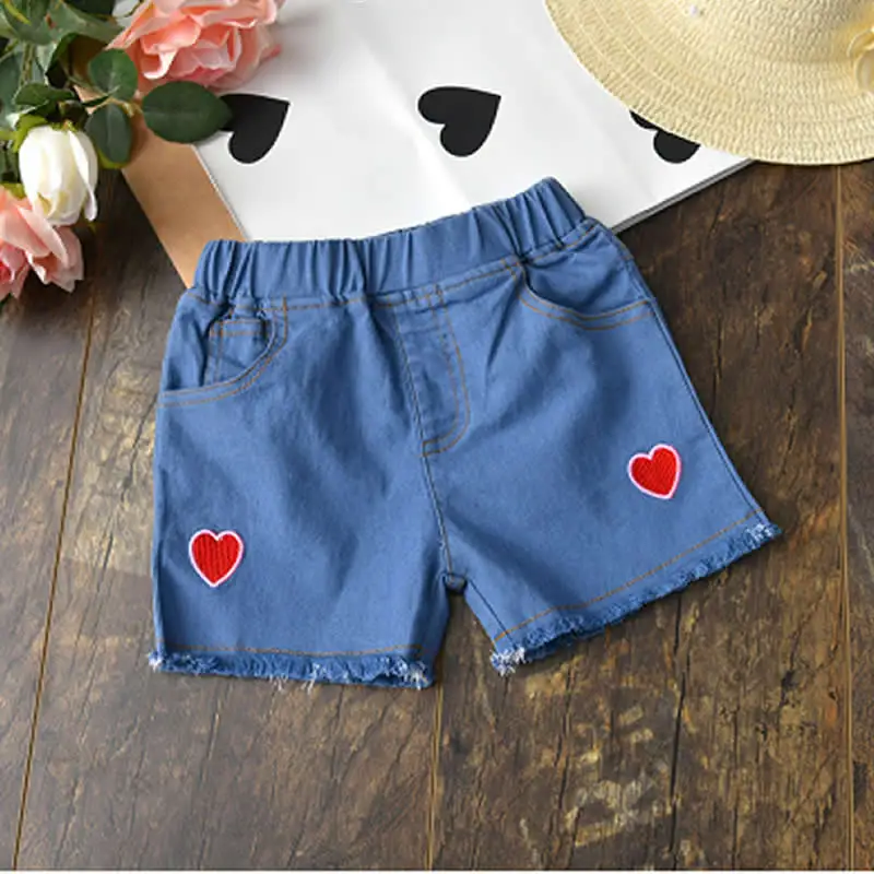 Girls Shorts Thin Girl Jeans Loose Children's Clothes Pants Summer Love Hot Kids Cute Short Pant Pocket Denim | Детская одежда и