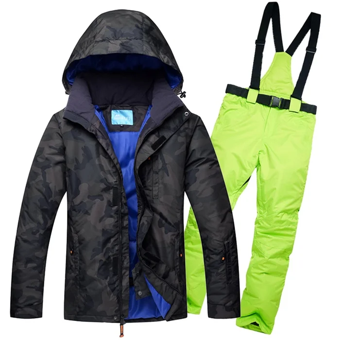 armygreen camo 2 Костюм Джона Сноу для Для мужчин Зимний комбинезон с капюшоном куртки и штаны-комбинезон, комплект Водонепроницаемый Для Мужчин's Лыжный Спорт костюмы зимний лыжный костюм одежда - Цвет: armygreen camo 2