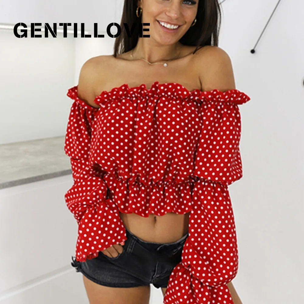 Женский шифоновый топик Gentillove летний Повседневный укороченный топ с открытыми