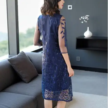 Корейские кружевные платья с блестками Повседневное платье цветочной вышивкой и