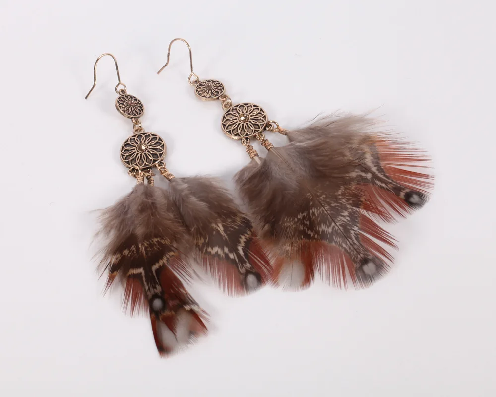 Maxfresh Длинные кисточкой модные перо стиль Этническая Boho Большой Висячие себе