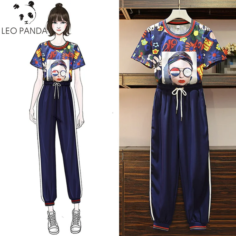 Женский Повседневный Спортивный костюм с принтом футболка из дышащей сетки