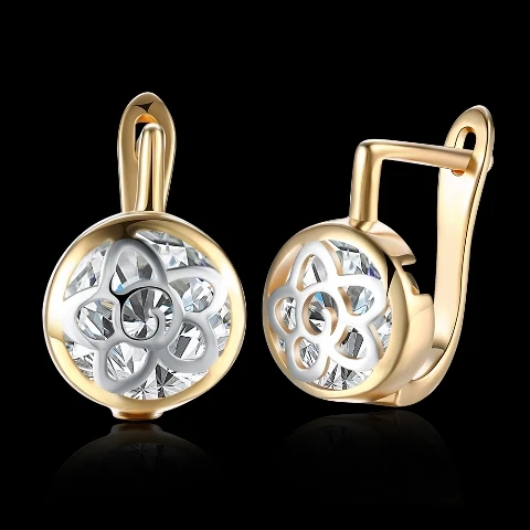 Rose Gold White Женские серьги-гвоздики с пряжкой из белого кубического циркония, серьги цвета розового золота для женщин, женские ювелирные изделия с цветочным узором, опт - Окраска металла: Rose Gold White
