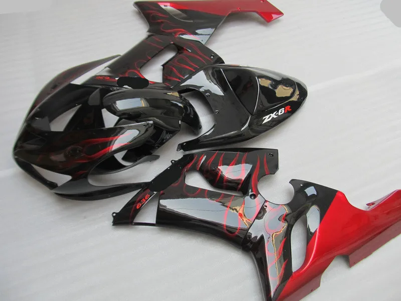 Комплект обтекателей для мотоцикла KAWASAKI Ninja ZX6R 636 05 06 ZX 6R 2005 2006 zx6r ABS Красный Пламя