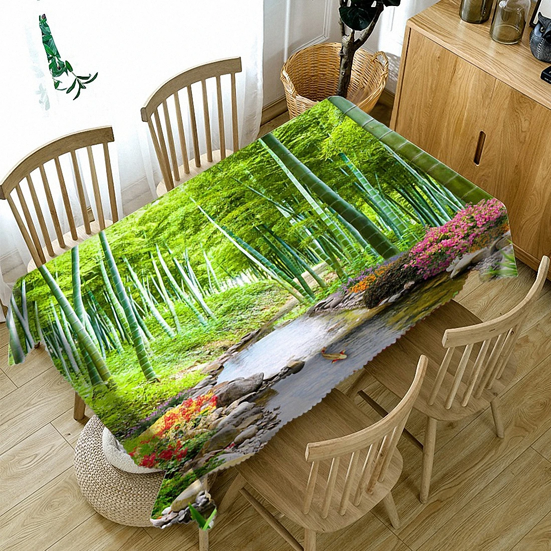 Бамбуковая 3D стерео скатерть кухонный обеденный стол Декор для дома
