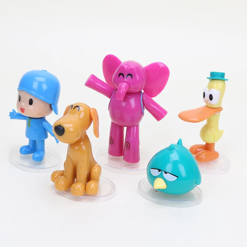 5 шт./компл. мультфильм покойо фигурка игрушки Pocoyo утка Pato слон Элли собачий Loula, сонный птица стильная футболка изображением персонажей видеоигр мод для детей, подарок