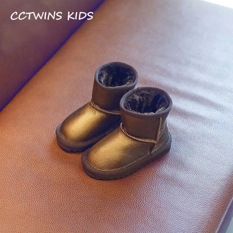 Коричневый CCTWINS KIDS/ г.; ботинки из натуральной кожи для малышей; фирменные Теплые Зимние ботиночки без застежки для маленьких девочек; цвет розовый, черный; C1275 - Цвет: Коричневый