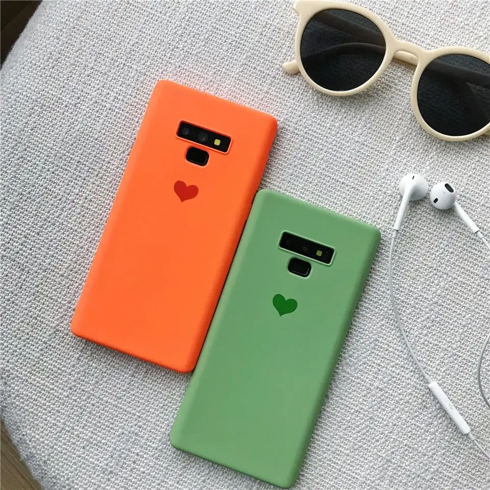 For Samsung Galaxy Note 9 8 5 4 Cover Soft Cute Love Heart Print Sand Texture Silicone TPU Case S10 Plus S10E S9 S8 |