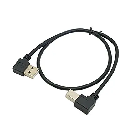 2 шт. правый и левый Угловой 90 градусов USB 0 A штекер на B кабель принтера 50