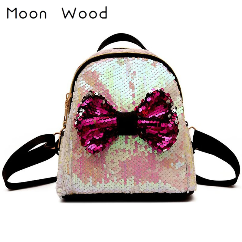 Moon Wood милый рюкзак с блестками и бантом высокое качество женский маленький