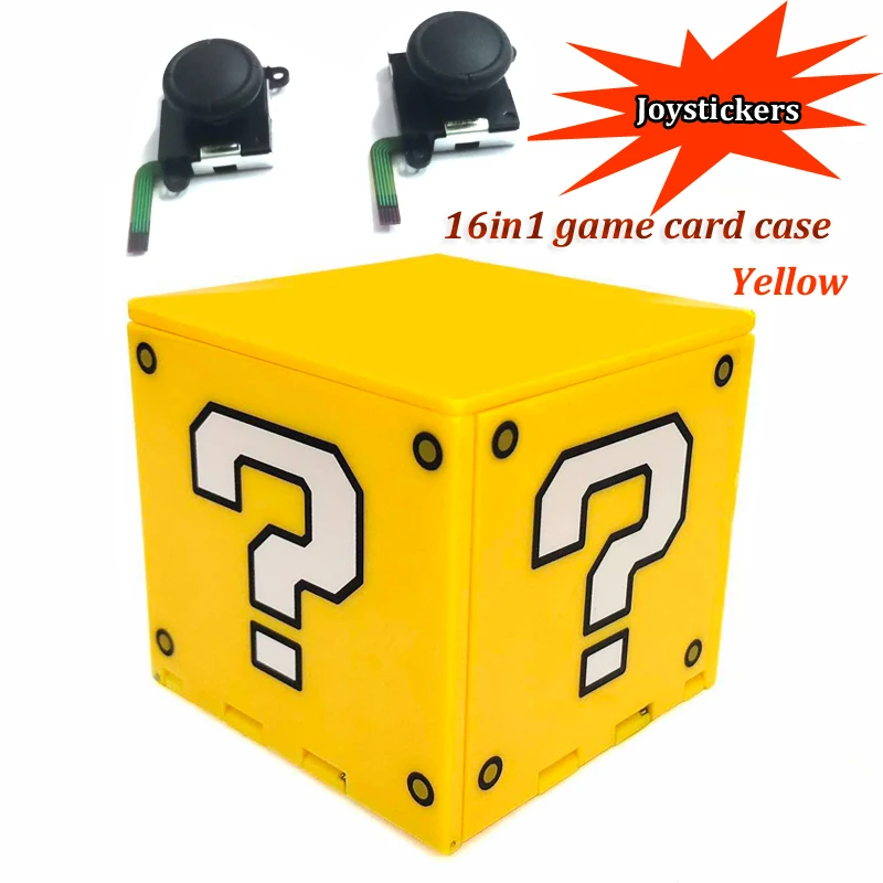 Set 1 Yellow case Чехол 16в1 для переключателя kingd портативные игровые карты Жесткий чехол для хранения для игр nintendo Switch+ 3D аналоговые джойстики - Цвет: Set 1 Yellow case