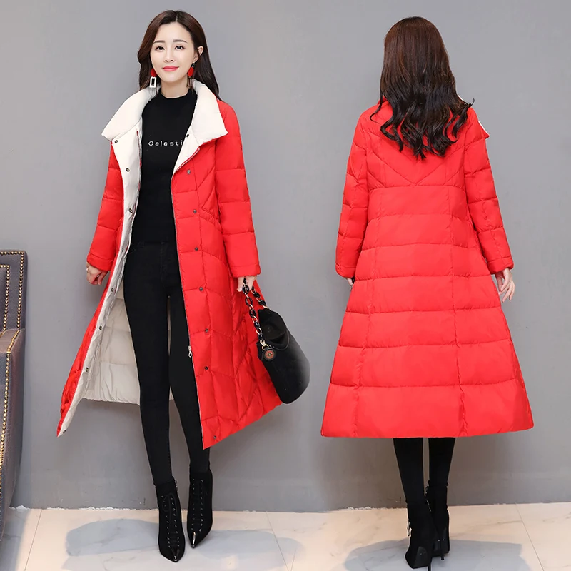 Tcyeek Winter Jacket Women White Duck Down Coat Female Long Jackets Thick Warm Parka Print clothes 5XL Clothes LWL1335 | Женская одежда