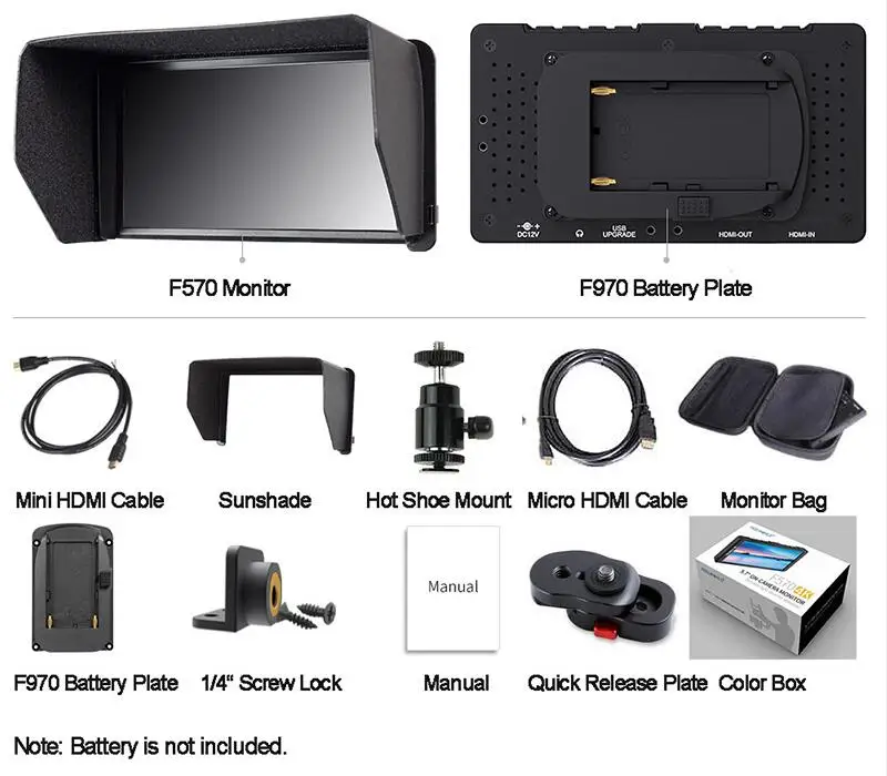 Feelworld F570 DSLR полевой монитор камеры 5," ips Full HD 1920x1080 4K HDMI видео монитор для sony Canon Nikon с сумкой