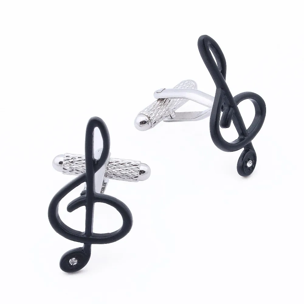 HAWSON запонки интересного стиля черная музыкальная нотка с прозрачными