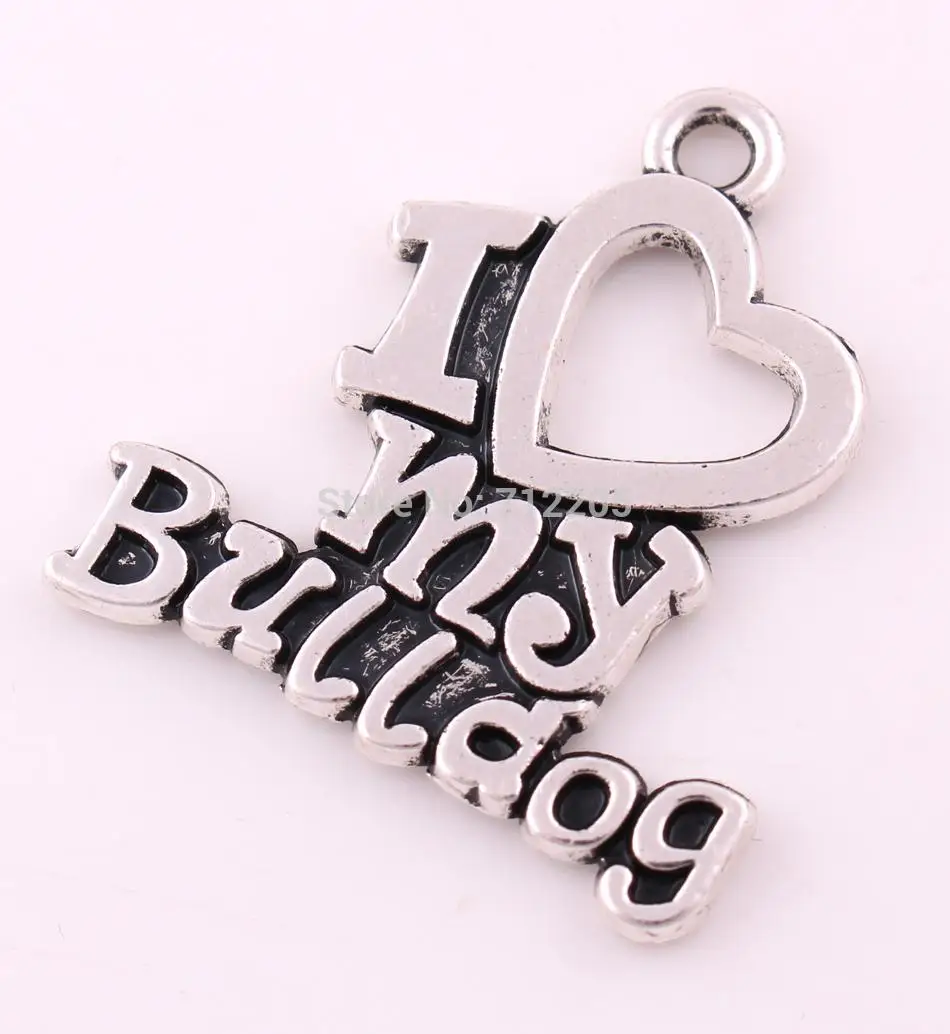 Романтическая античная серебряная серия с покрытием I LOVE MY Bulldog буквы модные
