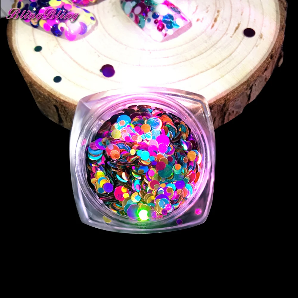 12 Box Красочные Блеск Shimmer лазерной круглой формы ногтей Конфетти украшения