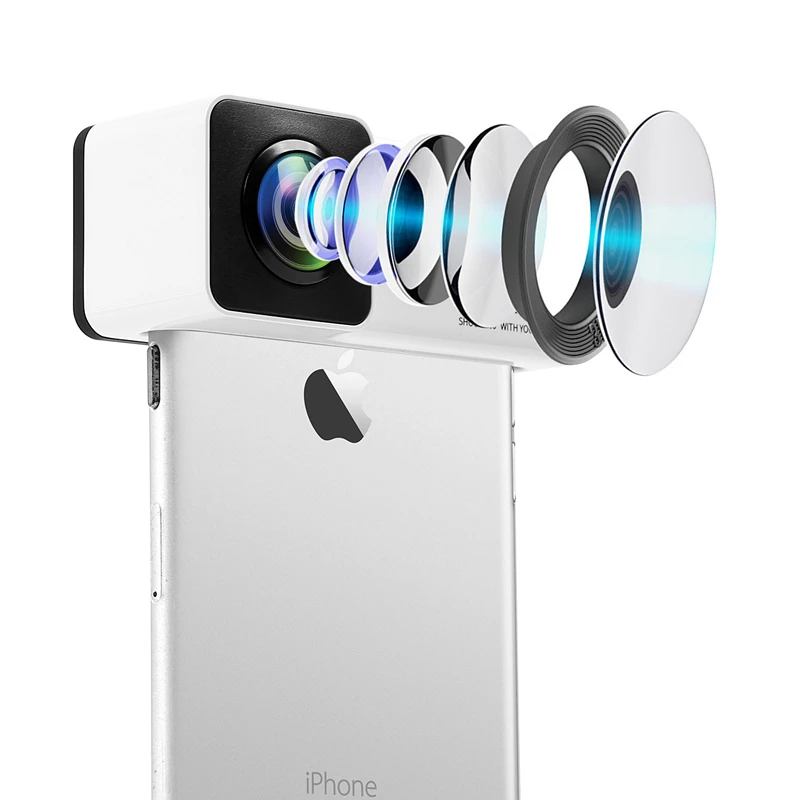 360 градусов панорамный Камера объектив для iPhone X 7 8 полный вид выстрел с зажимом