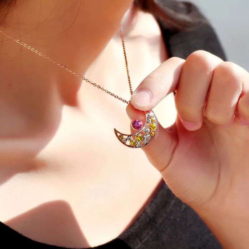Miss Lady романтическое ожерелье с подвеской в виде Луны из циркония модные