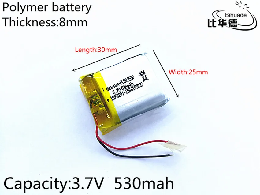 Литий ионный/литий ионный аккумулятор для GPS mp3 mp4 mp5 dvd bluetooth 3 7 в 530 мАч 802530|battery for