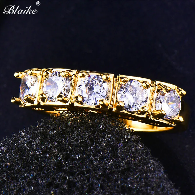 Кольца для мужчин и женщин Blaike кольца из белого циркония с желтым золотом
