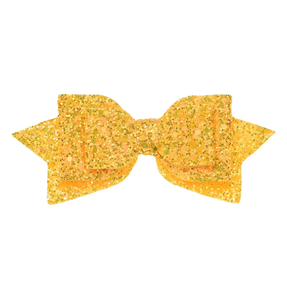 Yellow 7 шт. 4,5 дюймов большой блестящий банты, Бутик Аксессуары для волос блесток заколка-бантик заколка с бантиком заколки для волос - Цвет: Yellow