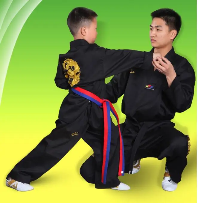 Кимоно каратэ черный тхэквондо вышивка ребенка обучение | Тематическая одежда и