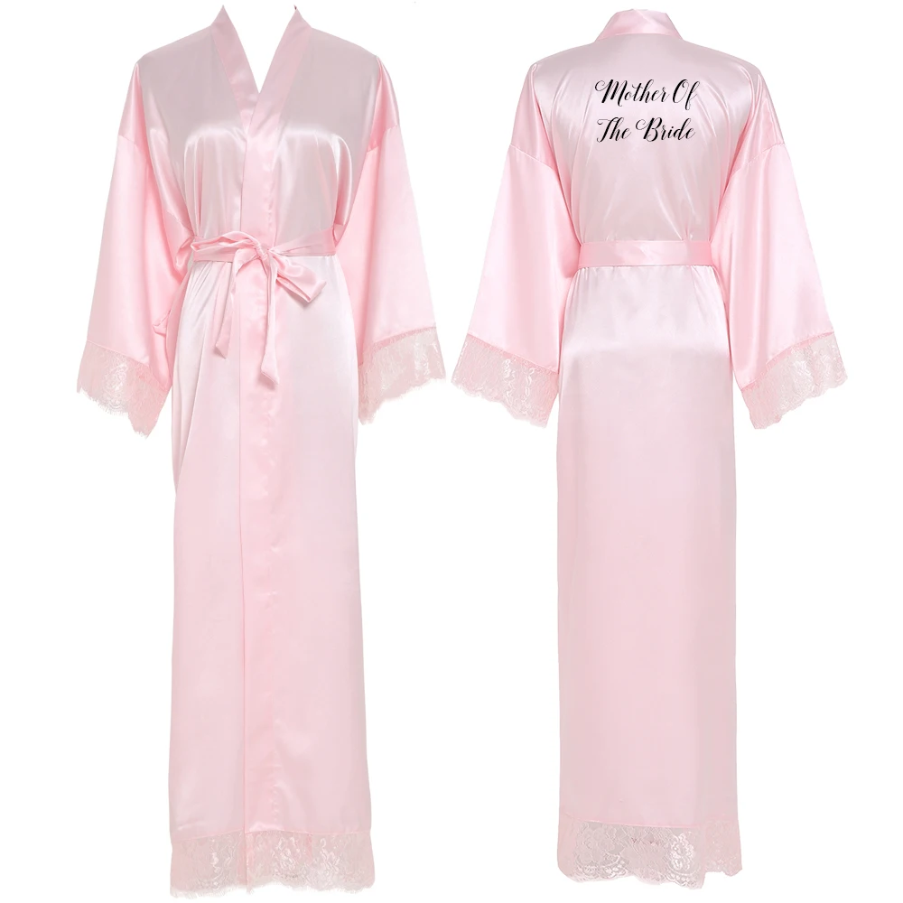 pink Mother bride Owiter, подружка невесты, розовое длинное простое кимоно для мамы, невесты, шелковое атласное вечернее платье, халаты для невесты, халат, кружевной халат для девушек - Цвет: pink Mother bride