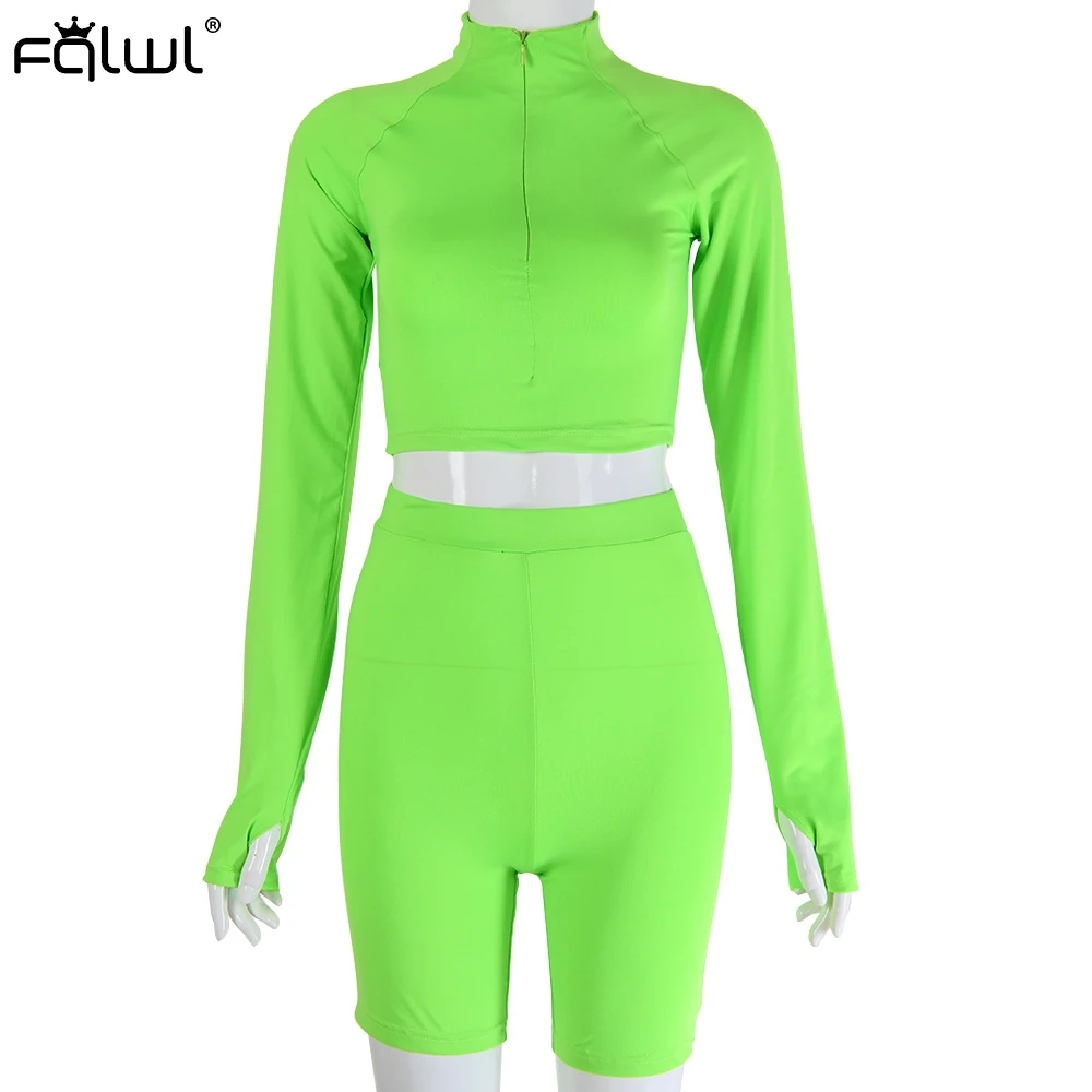 Женский костюм двойка FQLWL уличная одежда с длинным рукавом укороченный топ и